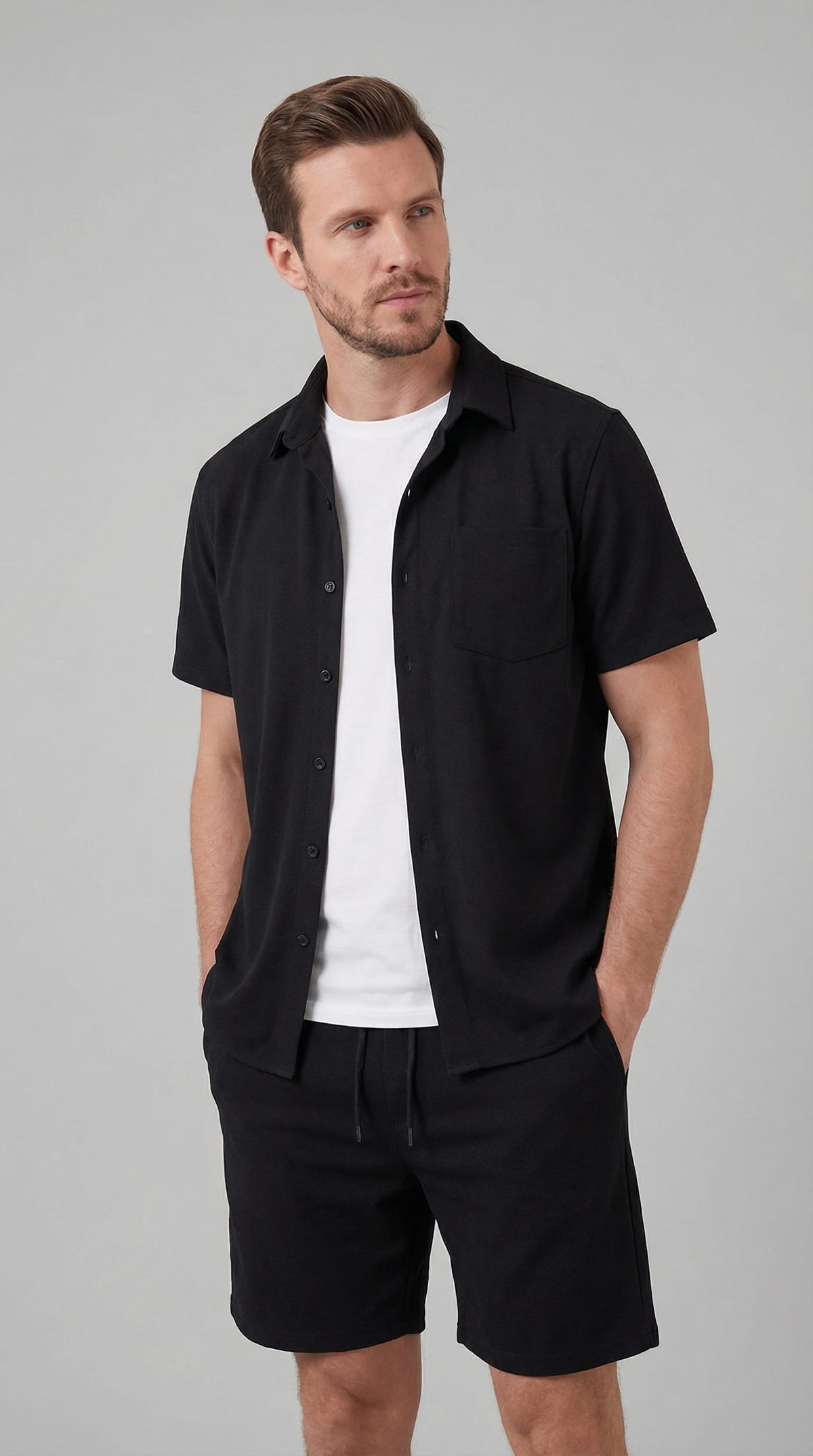 Colson Ribbed Texture Shirt and Shorts Set
