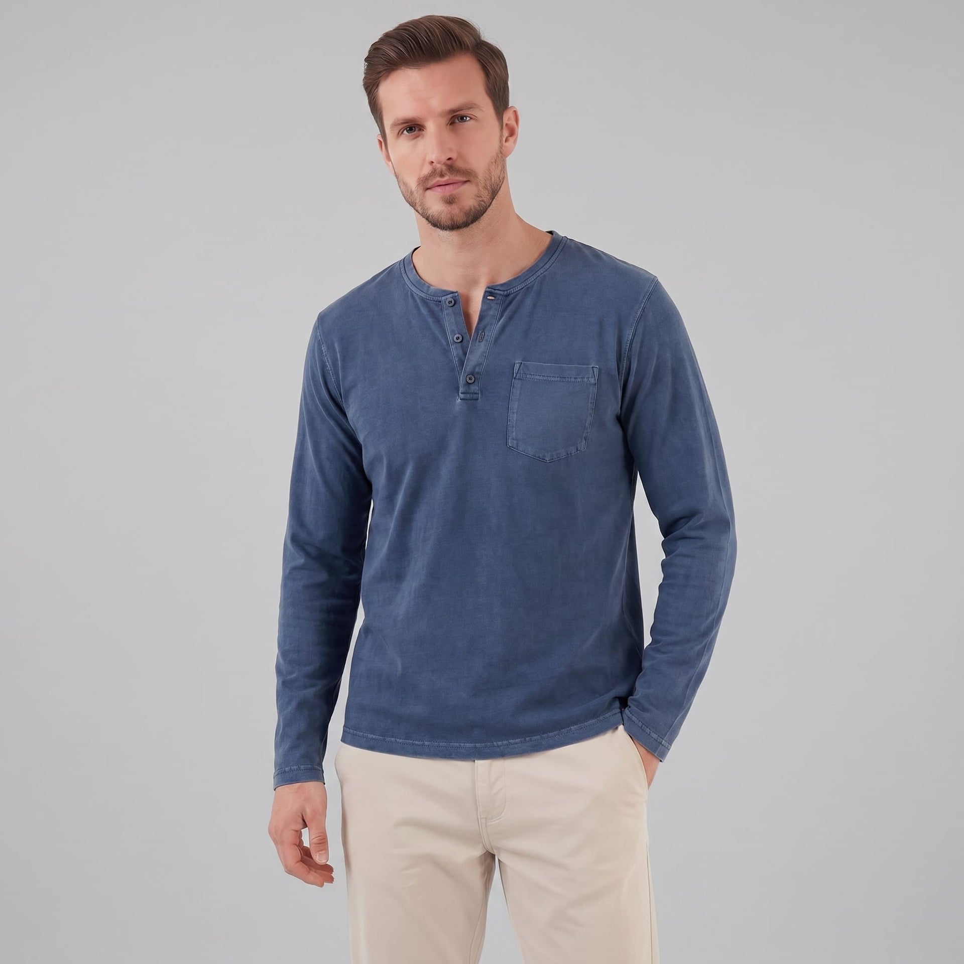 Beckett Long Sleeve Pocket Henley