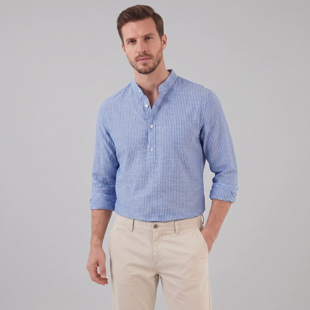 Kyler Long Sleeve Striped Henley Shirt
