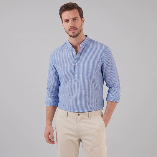 Kyler Long Sleeve Striped Henley Shirt_1