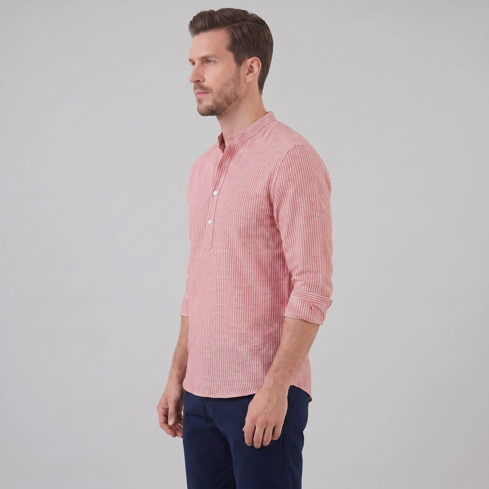 Kyler Long Sleeve Striped Henley Shirt