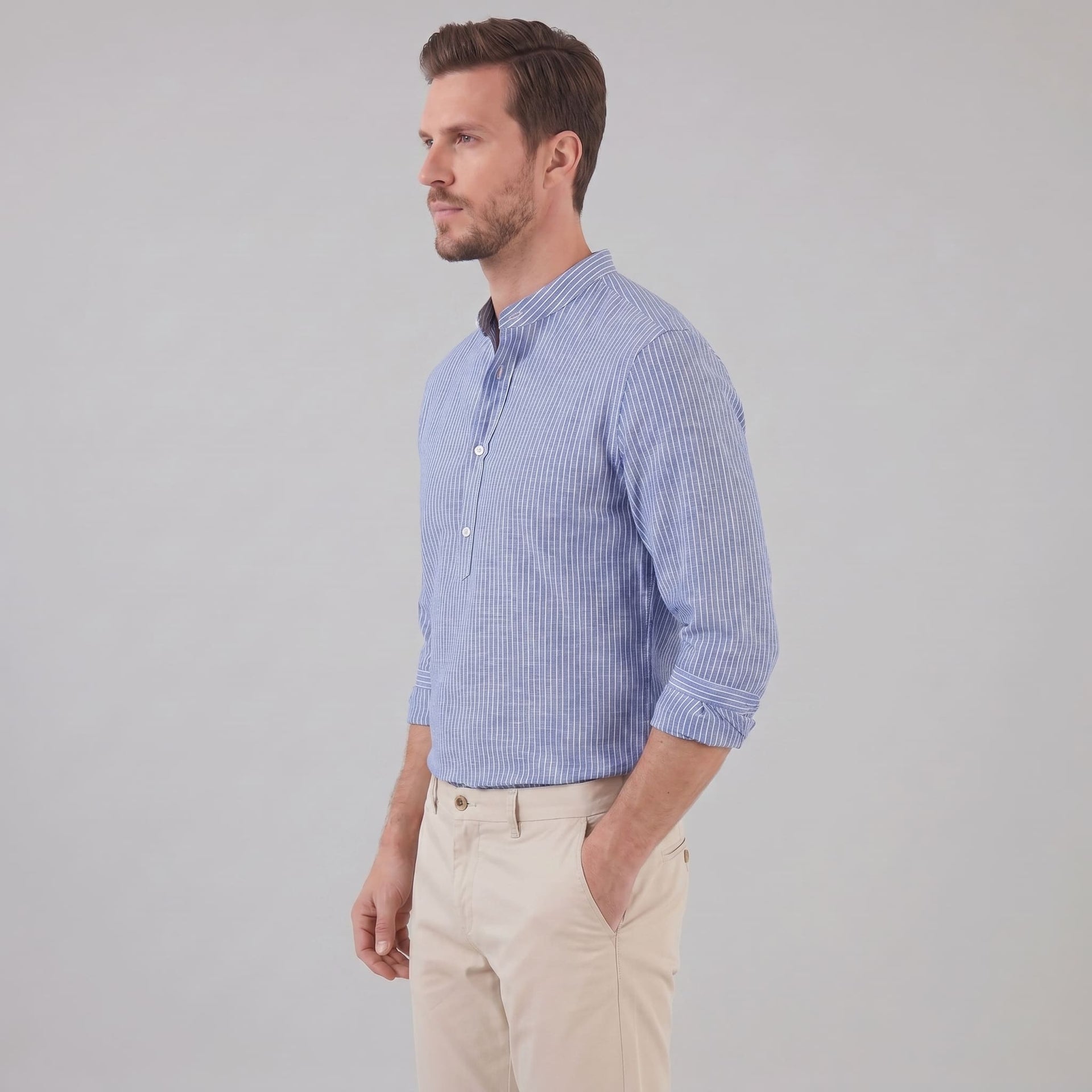 Kyler Long Sleeve Striped Henley Shirt