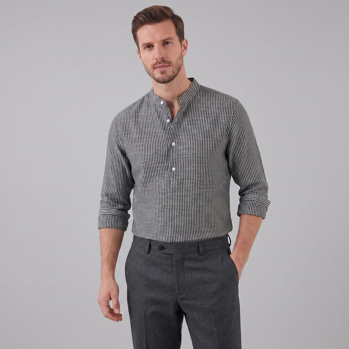 Kyler Long Sleeve Striped Henley Shirt