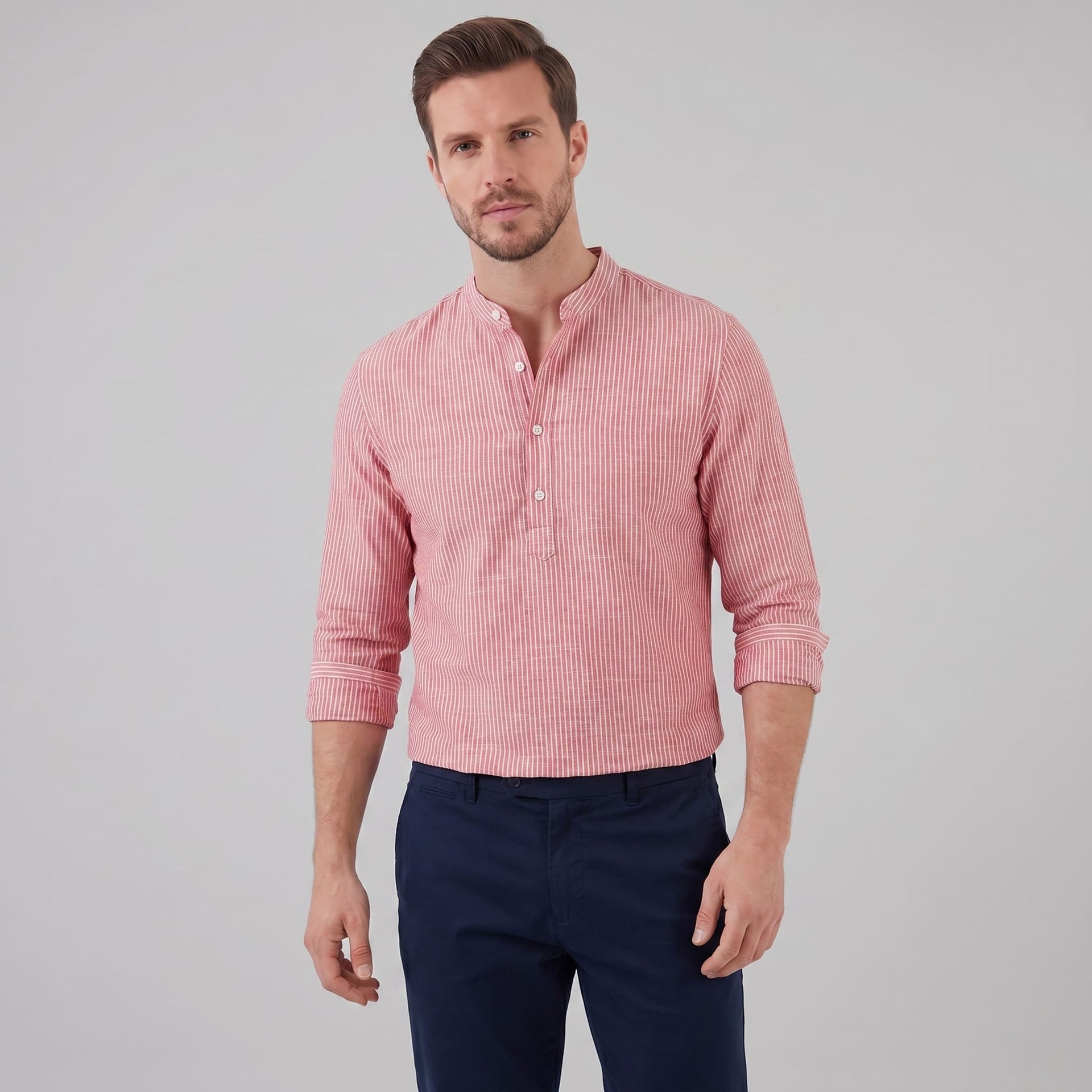 Kyler Long Sleeve Striped Henley Shirt