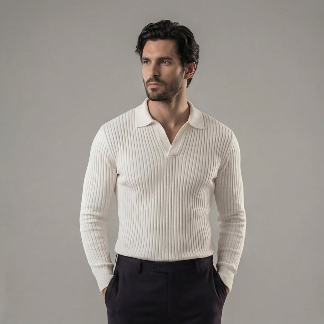Garrett Ribbed Knit Polo Shirt