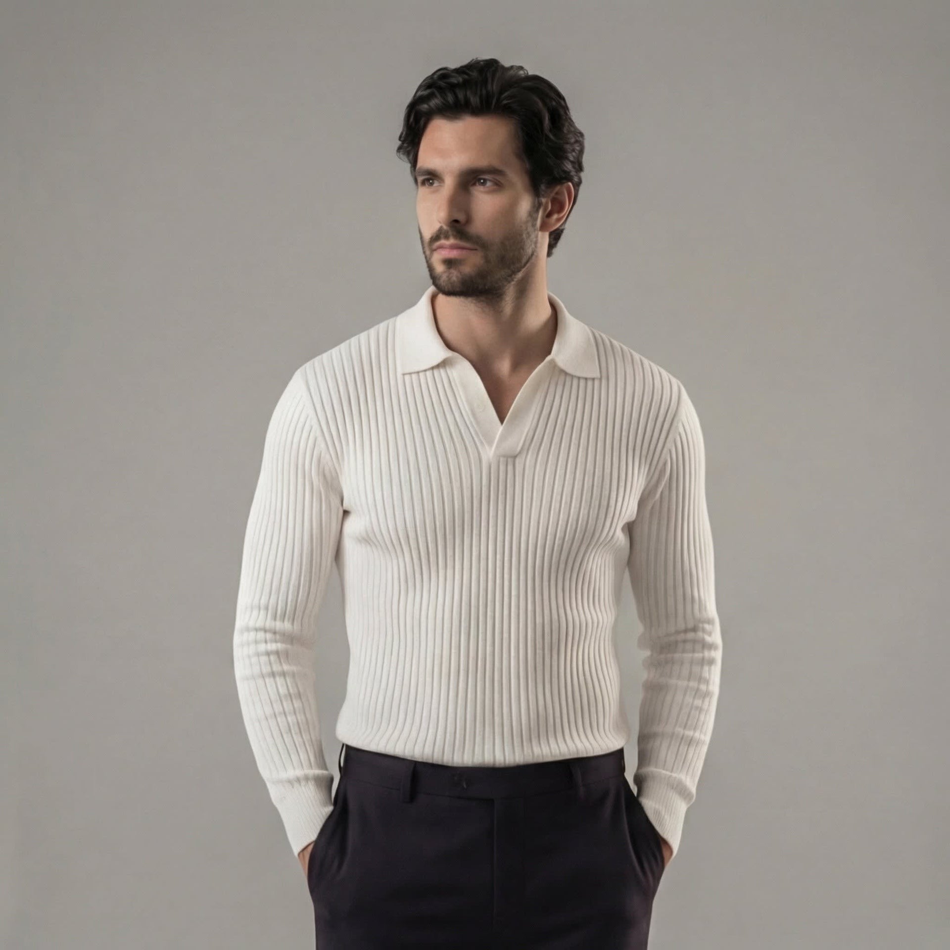 Garrett Ribbed Knit Polo Shirt