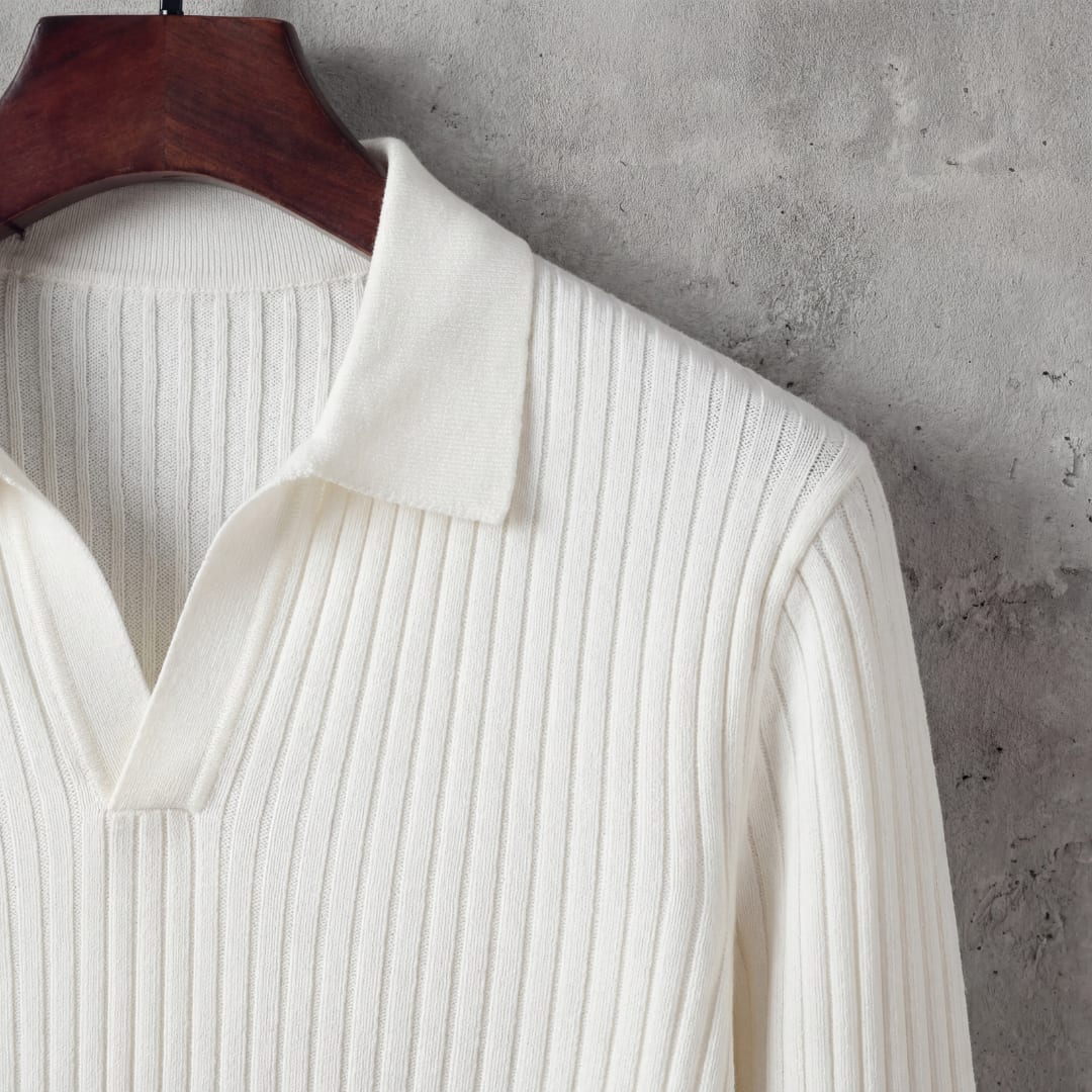 Garrett Ribbed Knit Polo Shirt