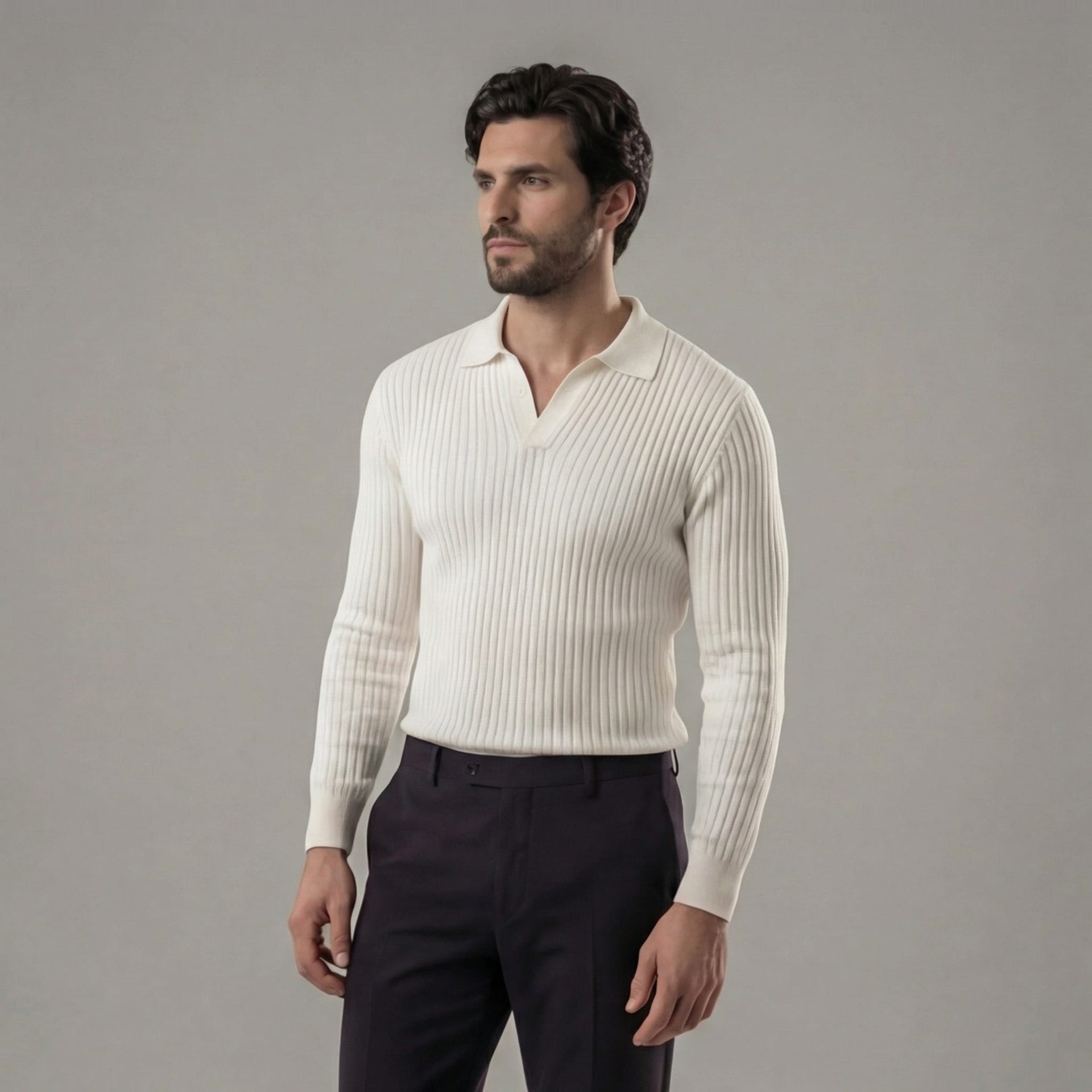 Garrett Ribbed Knit Polo Shirt