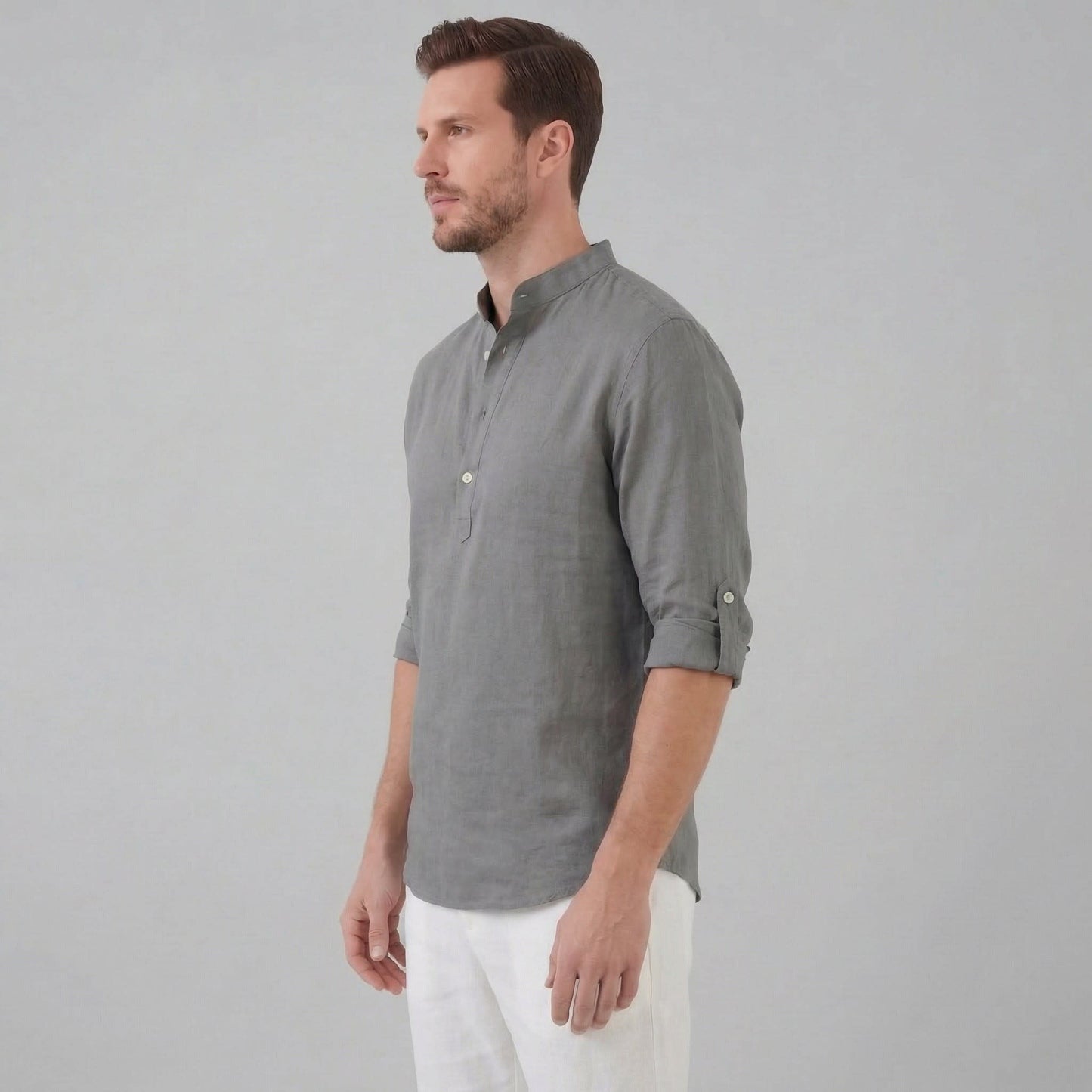 Lachlan Loose Fit Band Collar Shirt_5