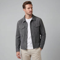 Herrick Faux Suede Trucker Jacket