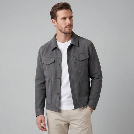 Herrick Faux Suede Trucker Jacket_1