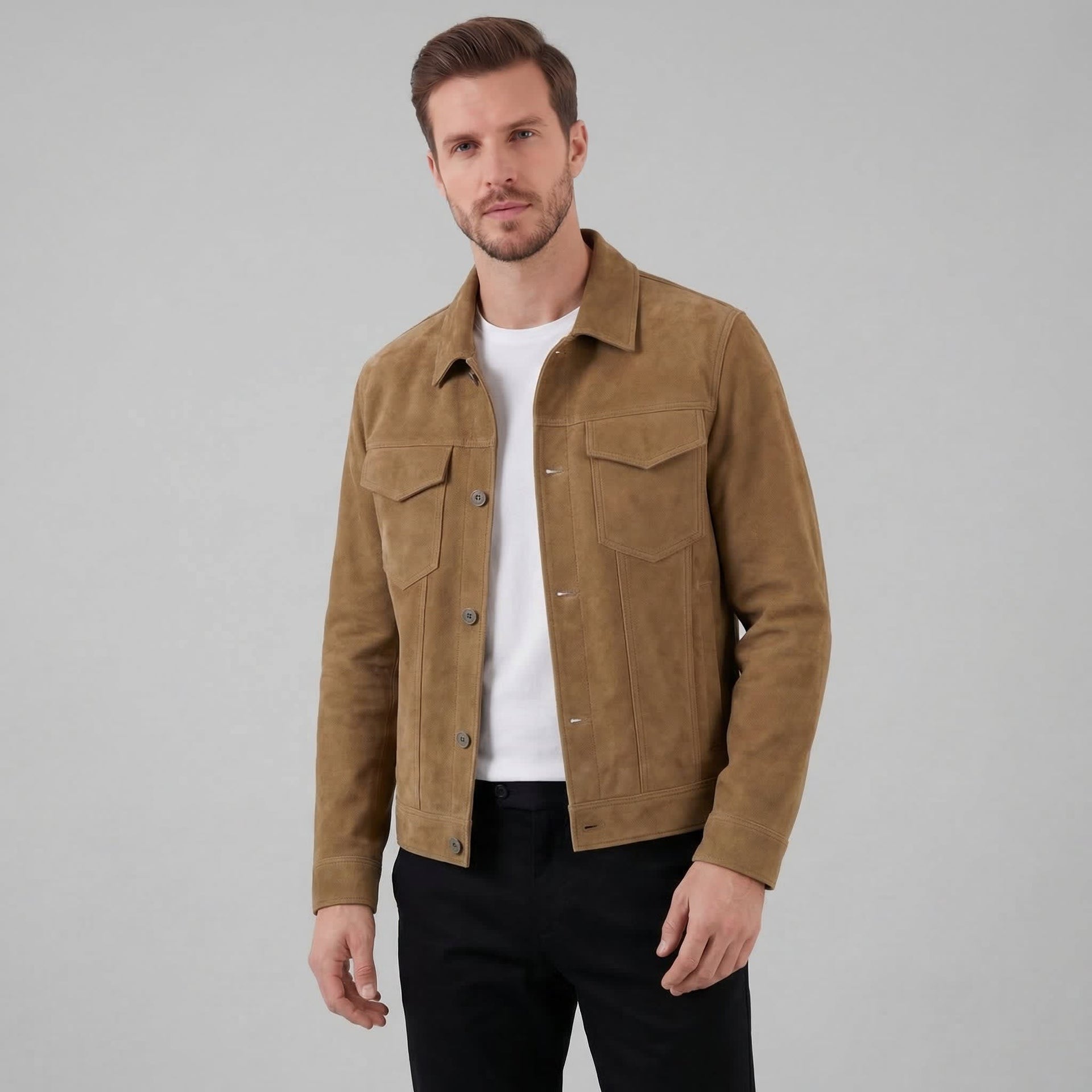 Herrick Faux Suede Trucker Jacket