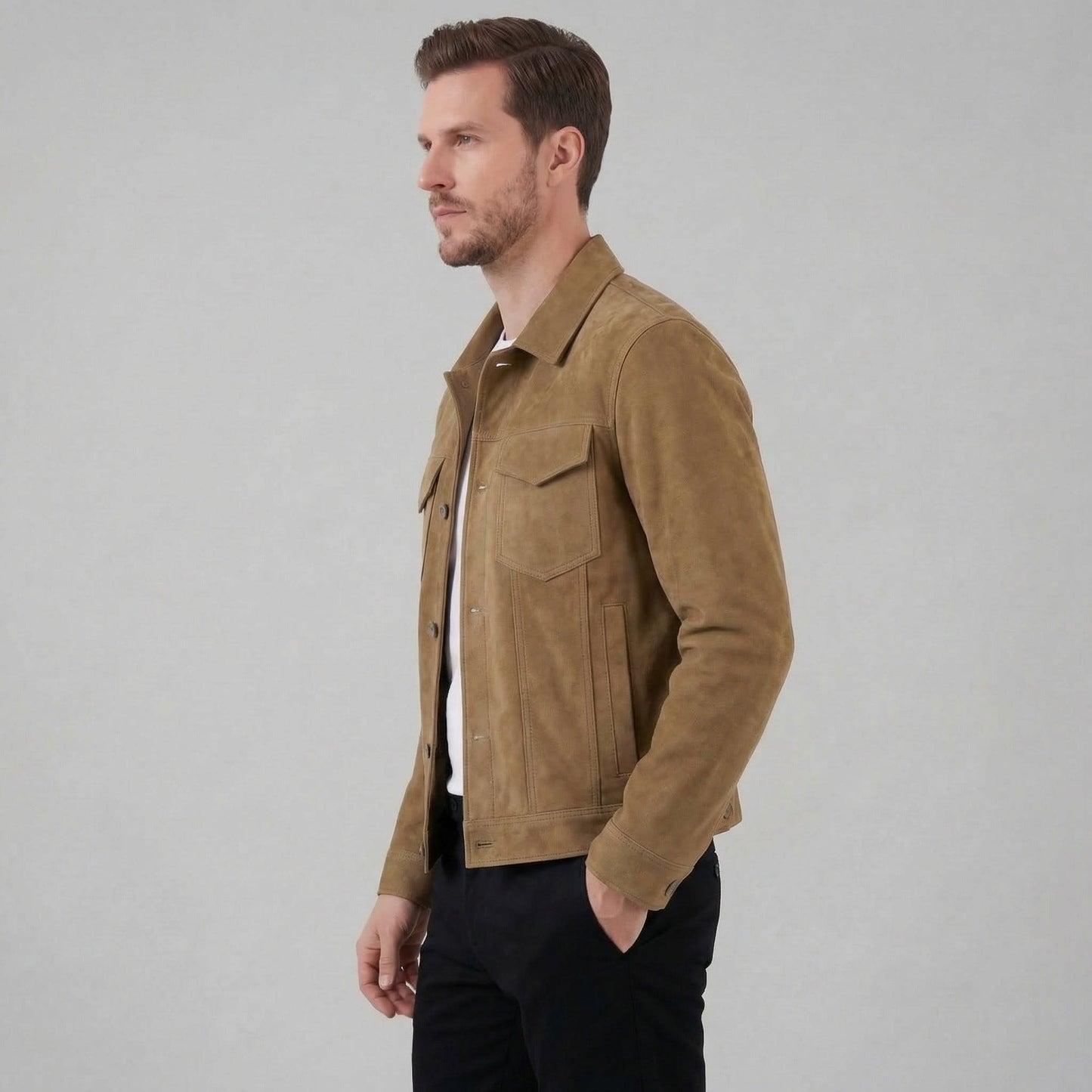 Herrick Faux Suede Trucker Jacket_13