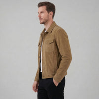 Herrick Faux Suede Trucker Jacket
