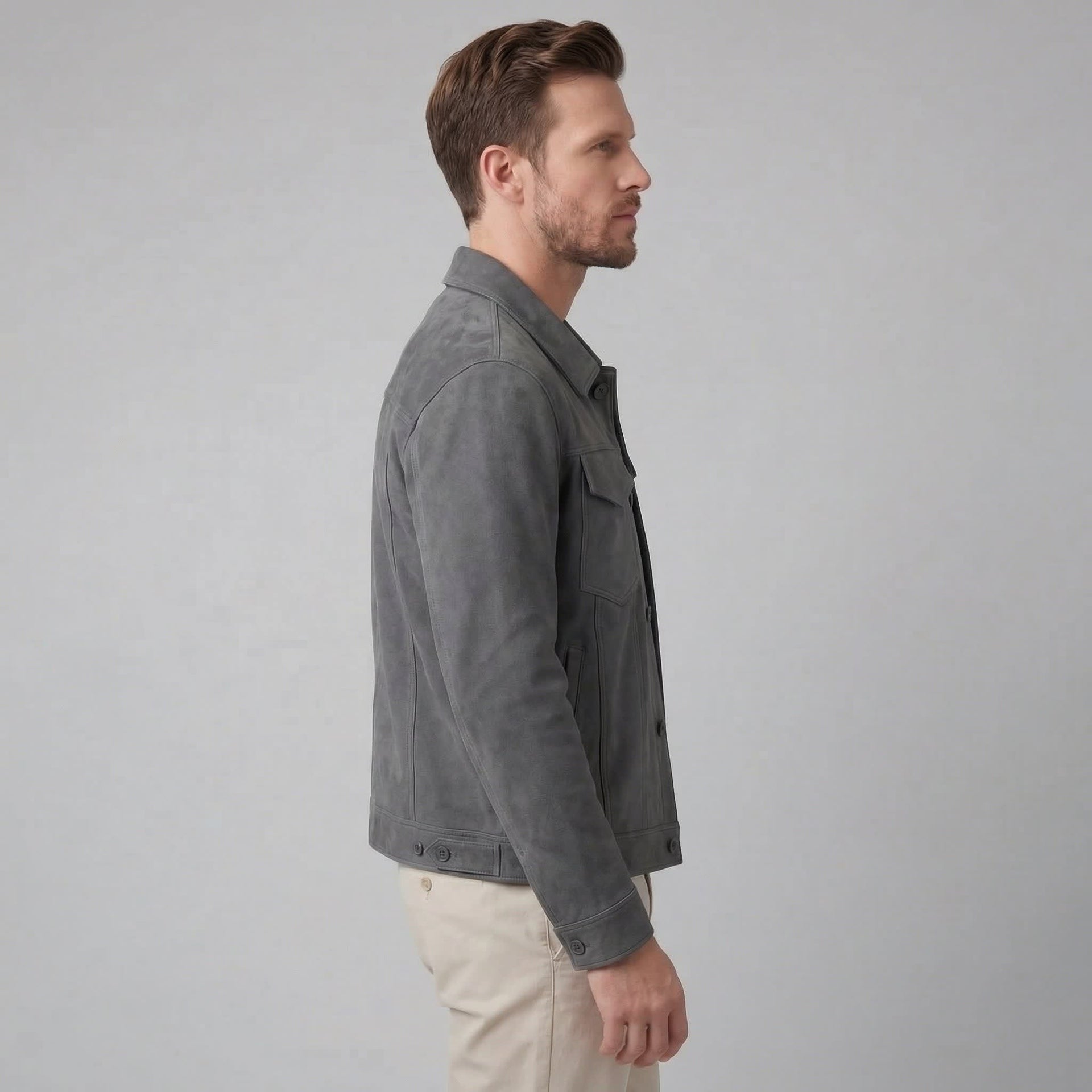 Herrick Faux Suede Trucker Jacket