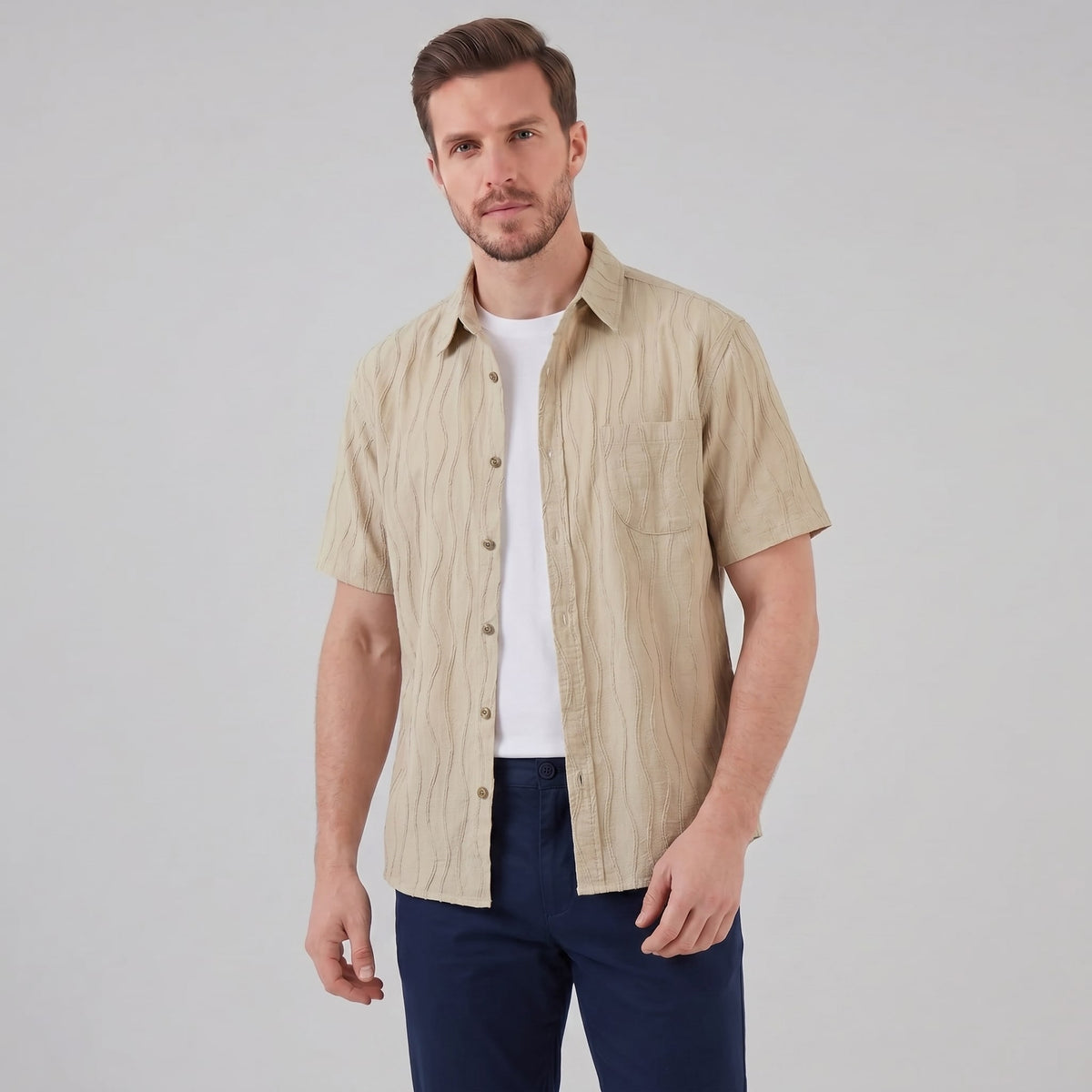 Lane Wave Texture Short Sleeve Shirt