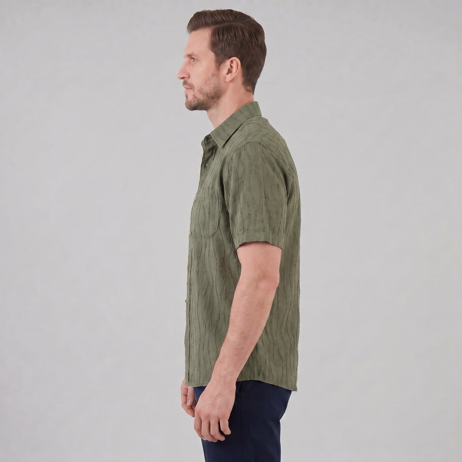 Lane Wave Texture Short Sleeve Shirt