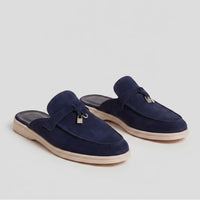 Mortimer Suede Metal Trim Loafer Mules