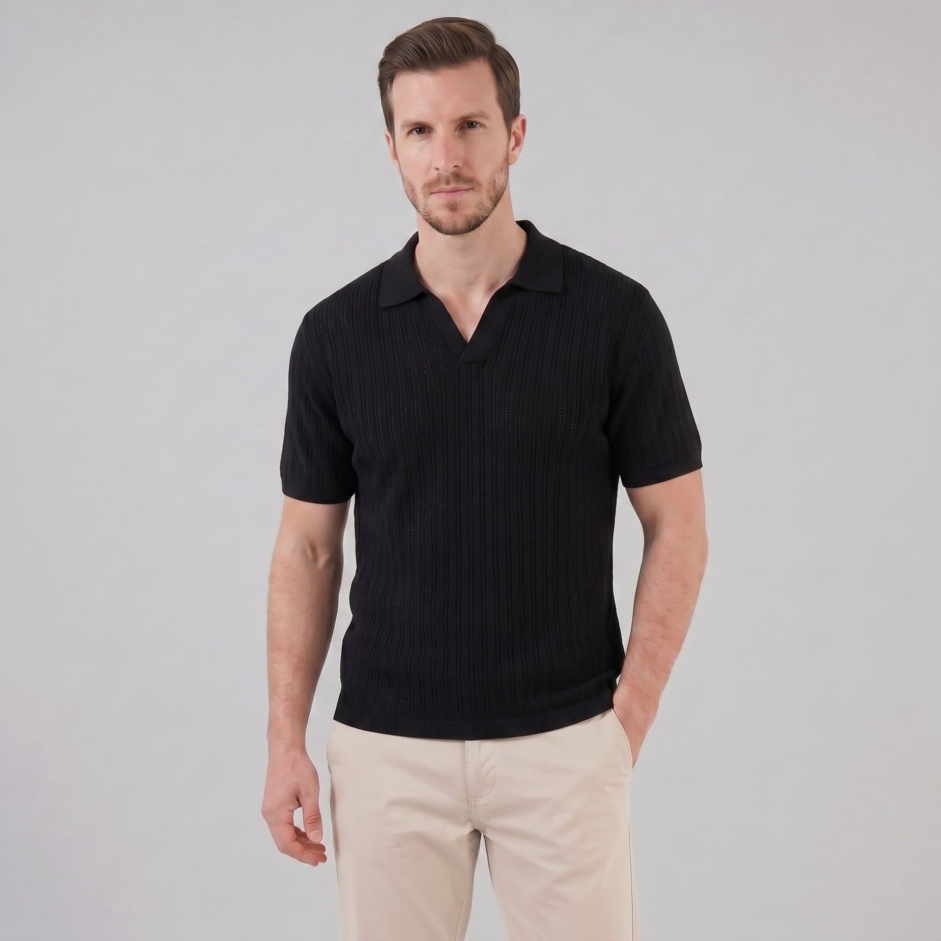 Ryder Perforated Knit Polo Shirt
