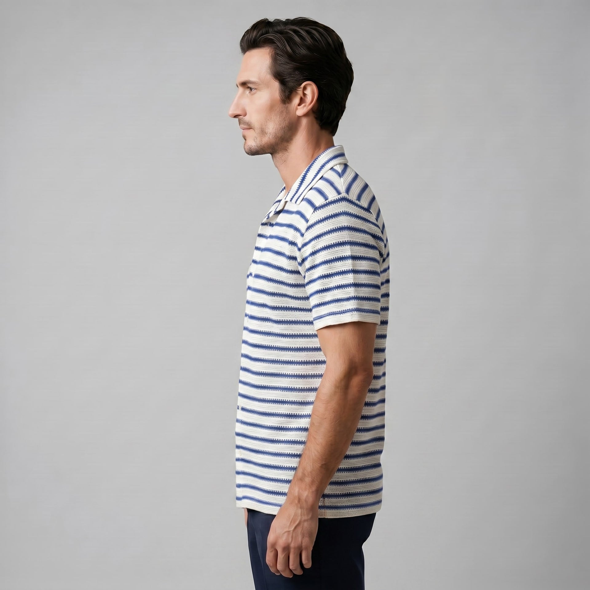 Langston Striped Open Knit Shirt