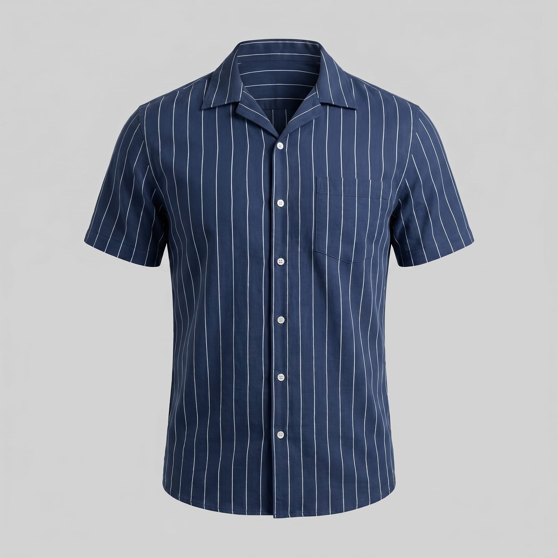 Leland Pinstripe Camp Collar Shirt