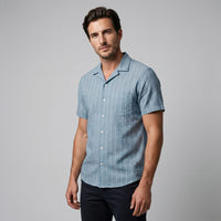 Leland Pinstripe Camp Collar Shirt