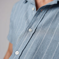 Leland Pinstripe Camp Collar Shirt