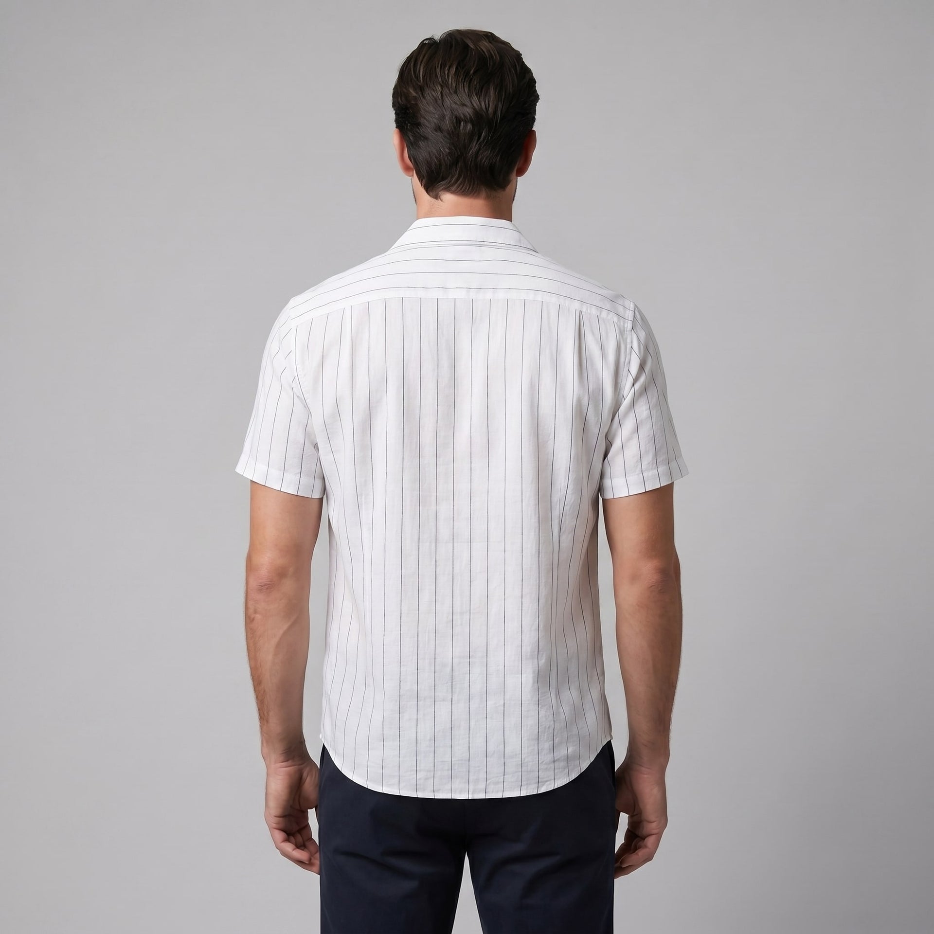 Leland Pinstripe Camp Collar Shirt