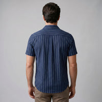 Leland Pinstripe Camp Collar Shirt