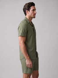 Cooper Pinstripe Camp Collar Shirt and Shorts Set