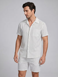 Cooper Pinstripe Camp Collar Shirt and Shorts Set