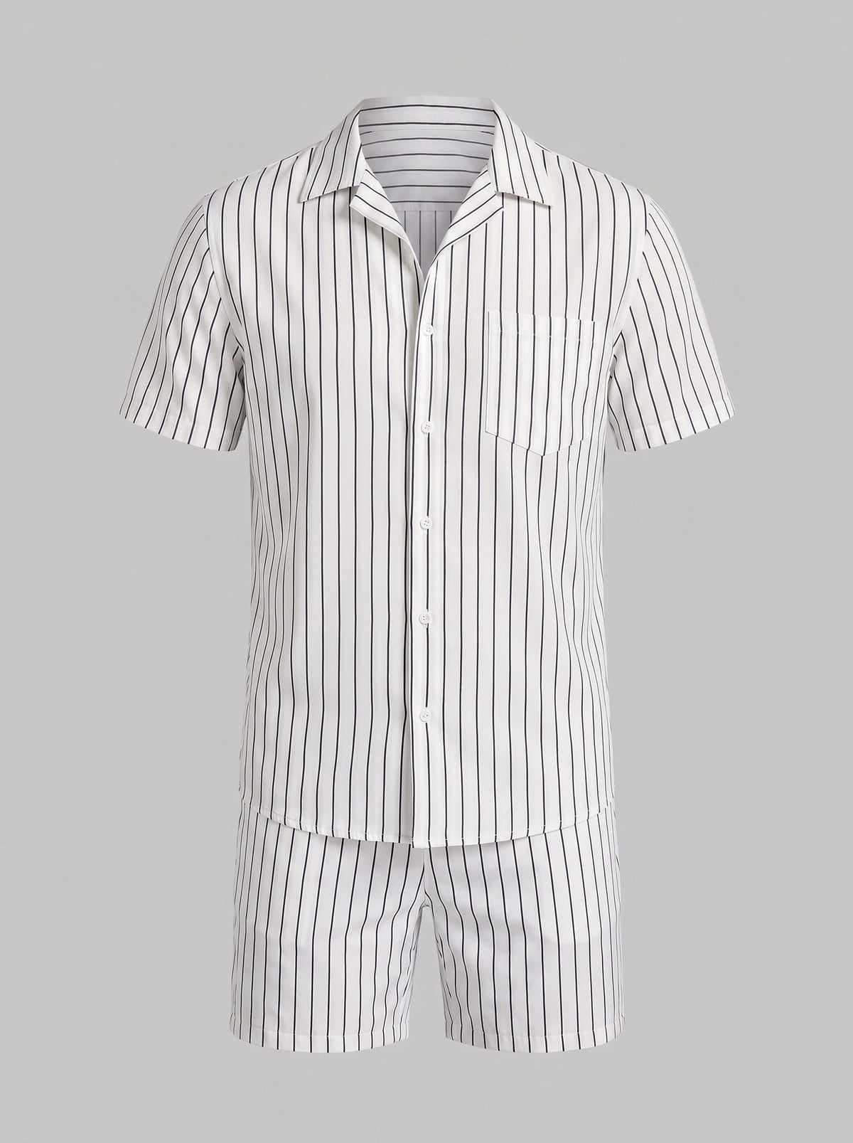 Cooper Pinstripe Camp Collar Shirt and Shorts Set