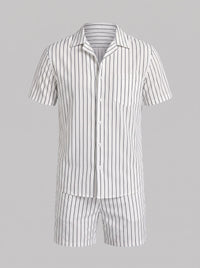 Cooper Pinstripe Camp Collar Shirt and Shorts Set