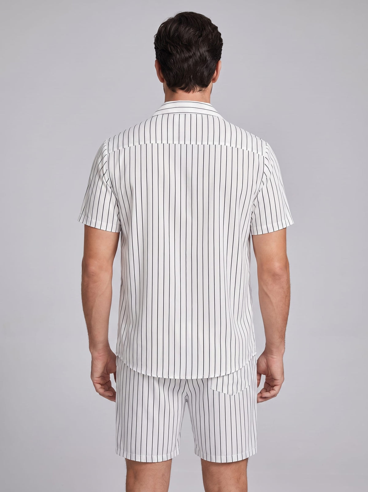 Cooper Pinstripe Camp Collar Shirt and Shorts Set