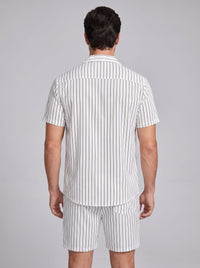 Cooper Pinstripe Camp Collar Shirt and Shorts Set