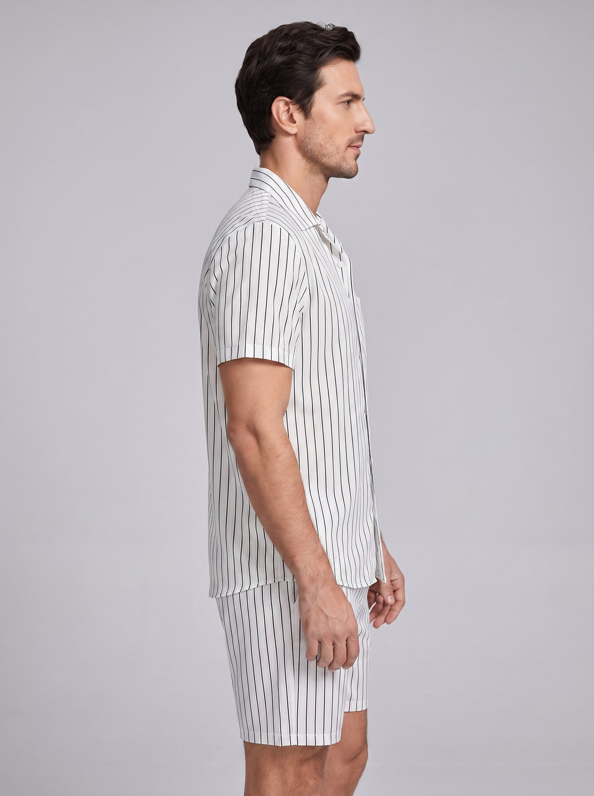 Cooper Pinstripe Camp Collar Shirt and Shorts Set_16