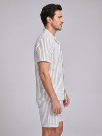 Cooper Pinstripe Camp Collar Shirt and Shorts Set