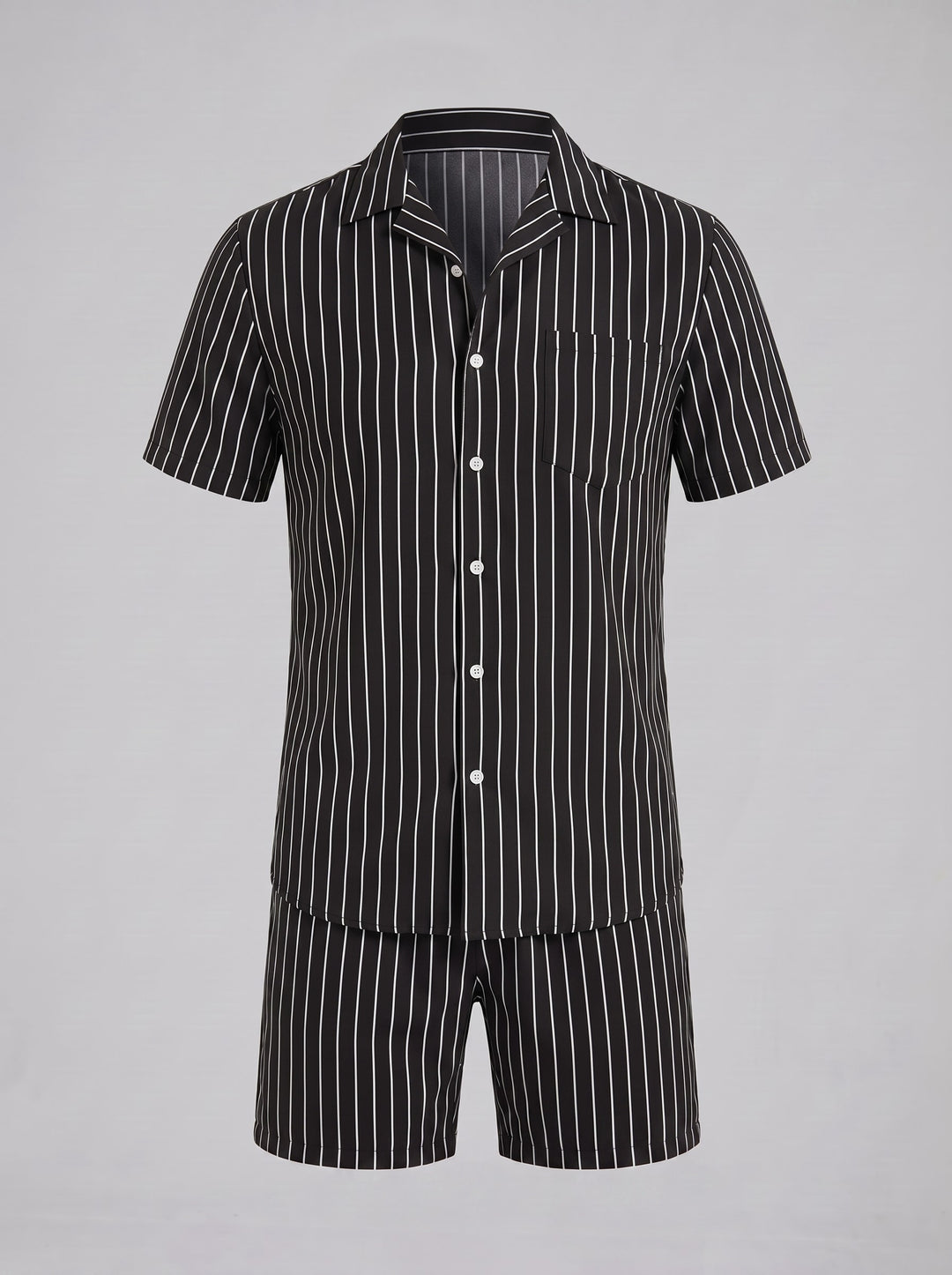 Cooper Pinstripe Camp Collar Shirt and Shorts Set