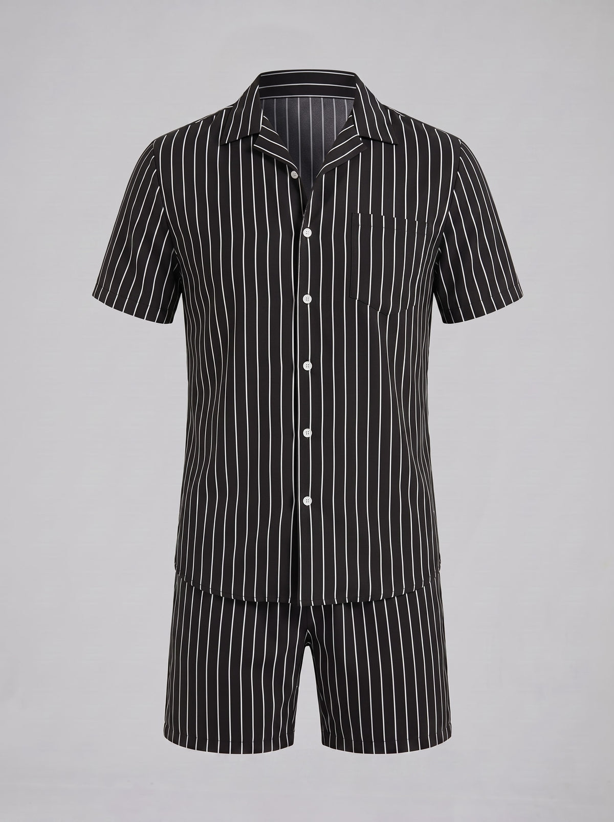 Cooper Pinstripe Camp Collar Shirt and Shorts Set_2