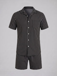 Cooper Pinstripe Camp Collar Shirt and Shorts Set
