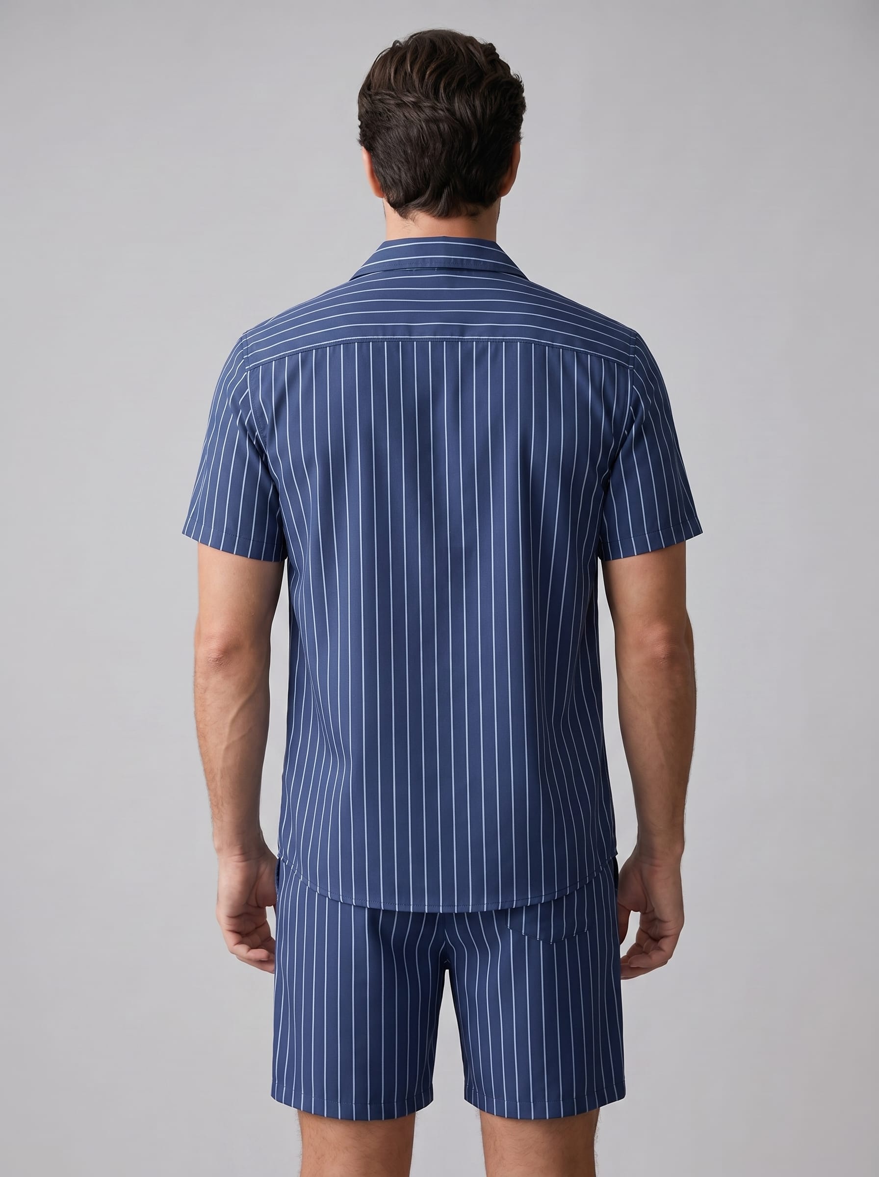 Cooper Pinstripe Camp Collar Shirt and Shorts Set