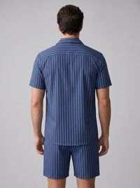 Cooper Pinstripe Camp Collar Shirt and Shorts Set