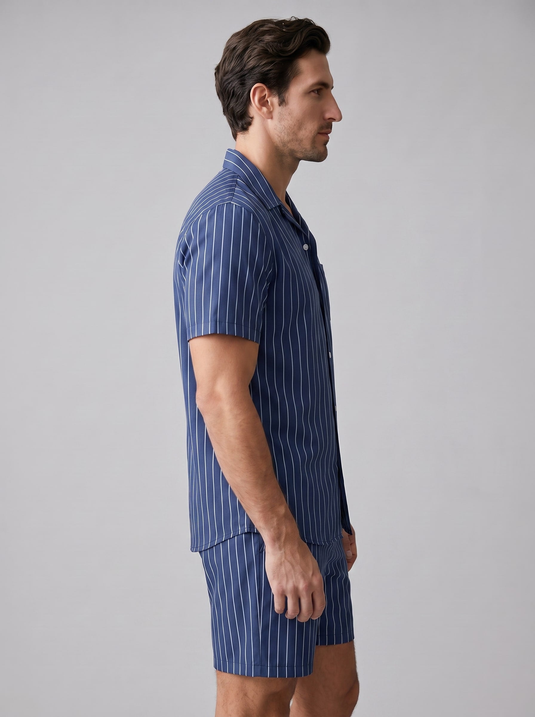 Cooper Pinstripe Camp Collar Shirt and Shorts Set