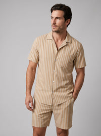 Cooper Pinstripe Camp Collar Shirt and Shorts Set