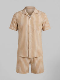 Cooper Pinstripe Camp Collar Shirt and Shorts Set
