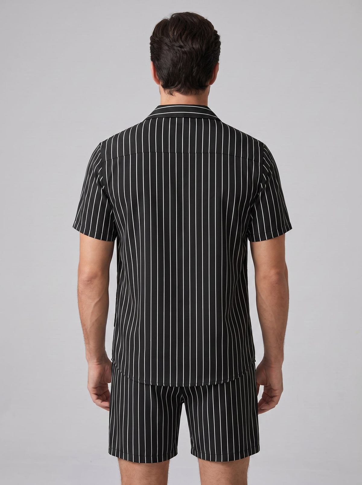 Cooper Pinstripe Camp Collar Shirt and Shorts Set_3