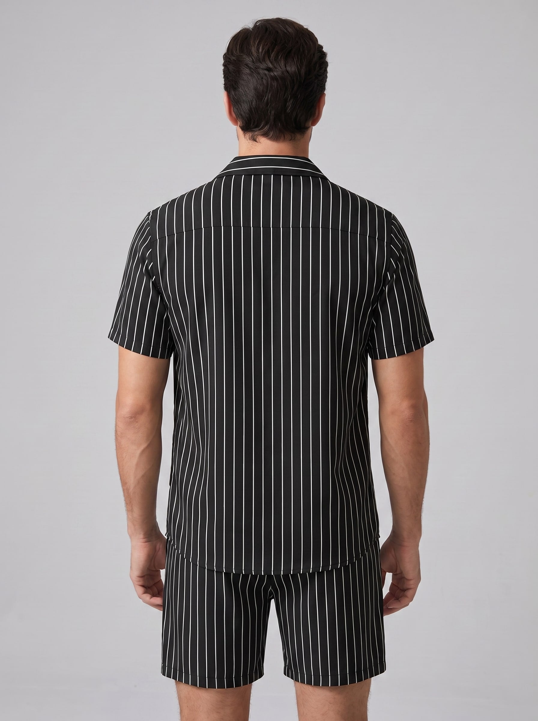 Cooper Pinstripe Camp Collar Shirt and Shorts Set