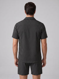 Cooper Pinstripe Camp Collar Shirt and Shorts Set
