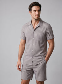 Cooper Pinstripe Camp Collar Shirt and Shorts Set