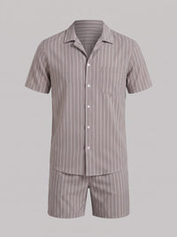 Cooper Pinstripe Camp Collar Shirt and Shorts Set